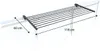 A black drying rack is mounted on a white railing, with dimensions indicated by arrows and text. Voir les images du produit