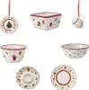 A collage of various Christmas-themed ceramic dishes and ornaments. Produktbild-Vorschau