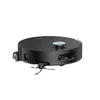 A black robot vacuum cleaner is shown from a side-angle against a white background. Produktbild-Vorschau