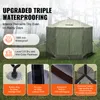 A promotional image for a VEVOR gazebo, highlighting its triple waterproofing features with text overlays and close-up shots of construction details. Náhled obrázku produktu