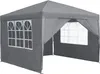 A gray pop-up tent with windows, shown from a slightly angled front view against a white background. Voir les images du produit