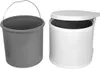 Two buckets are shown side-by-side against a white background. The bucket on the left is gray and has a metal handle. The bucket on the right is white and has a lid that is partially open. Náhled obrázku produktu
