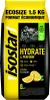 A pouch of Isostar Hydrate & Perform lemon-flavored electrolyte drink mix, featuring cyclists in the background and lemons in the foreground. Produktbild-Vorschau