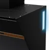 A close-up view of the side of a black range hood with a blue light strip. Náhľad obrázku produktu