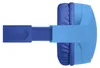 A close-up side view of a blue and light blue headphone earcup and headband. Produktbild-Vorschau