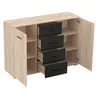 A product shot of a wooden sideboard with black drawers and doors, set against a white background. Náhľad obrázku produktu