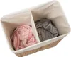 Grote Bamboe Wasmand 2 vakken met Deksel & stoffen Waszak - Productafbeelding-voorbeeld 7