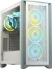 A white PC case with RGB fans visible through the front and side panels. Voir les images du produit