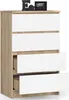Akord Komoda 4 zásuvky dub Sonoma/bílá 60x40x99 cm Náhled obrázku produktu 2