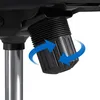 A close-up view of a black adjustment knob on a chair mechanism, with blue arrows indicating rotation. Produktbild-Vorschau