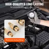 A hand wearing a glove is holding a compression tester with a gauge, connected to a car engine. Produktbild-Vorschau