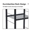 A close-up view of a black metal shelf unit with a mesh shelf. Produktbild-Vorschau