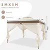 A diagram showing a gazebo with dimensions and feature icons. Náhled obrázku produktu