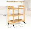 COSTWAY Servierwagen mit 3 Ebenen, Küchenwagen aus Bambus Produktbild-Vorschau 3