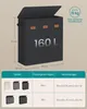 A diagram showing a multi-compartment laundry hamper with dimensions and capacity information, along with a table detailing color options, capacity, and dimensions. Produktbild-Vorschau