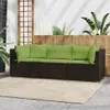 vidaXL 3-tlg. Garten-Lounge-Set mit Kissen Braun Poly Produktbild-Vorschau 2