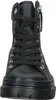 A front view of a black high-top sneaker with laces and a side zipper. Voir les images du produit