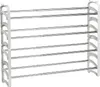 A white and silver multi-tier shoe rack. Produktbild-Vorschau
