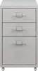 A front view of a gray three-drawer filing cabinet on wheels. Voir les images du produit