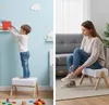 Relaxdays Fußhocker, gepolsterte Fußablage, Bambusbeine, Produktbild-Vorschau 3
