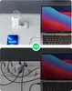Comparison of charging setups: one neat with a multi-port charger and phone, the other cluttered with multiple individual chargers. Náhľad obrázku produktu
