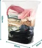 A clear plastic vacuum bag filled with folded clothes, with dimensions indicated by text overlays. Náhľad obrázku produktu