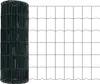 A roll of green wire mesh fencing is shown, with a section unrolled to display the grid pattern. Voir les images du produit