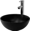 A black ceramic basin with a chrome faucet against a white background. Náhled obrázku produktu
