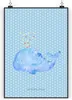 Mr. & Mrs. Panda Bild Wal Konfetti DIN A3 - Blau Pastell - Produktbild-Vorschau 1
