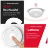 A collage of images showing a smoke detector and marketing text. Produktbild-Vorschau