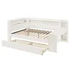 A white daybed with a pull-out trundle bed is shown against a white background. Produktbild-Vorschau