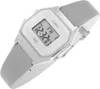 A close-up shot of a Casio digital watch with a white face and a gray band, displayed against a white background. Produktbild-Vorschau