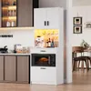 TWSOUL Buffet Mikrowellenregal mit Steckdosen & LED Produktbild-Vorschau 1