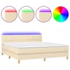 Boxspringbett mit Matratze & LED Creme 160x200 cm Stoff Produktbild-Vorschau 1