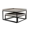 A set of two nesting coffee tables with black metal frames and gray trays. Produktbild-Vorschau