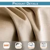 A close-up of beige velvet fabric, with four small icons at the bottom highlighting product features. Anteprima dell’immagine prodotto