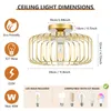 A diagram showing the dimensions and features of a gold ceiling light. Náhled obrázku produktu