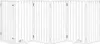 A white wooden pet gate with multiple folding panels. Podgląd zdjęcia produktu