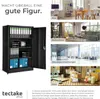 A collage of images showcasing a black metal cabinet in various settings, including an office, living room, public facility, and storage area, along with descriptive text and a logo. Náhled obrázku produktu