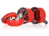 A red and silver food container set is displayed against a white background. Voir les images du produit
