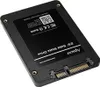 A black 2.5-inch solid state drive with branding and regulatory information on its label. Produktbild-Vorschau