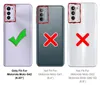 Three phone backs are shown, with a checkmark on one and X marks on the other two, indicating compatibility. Text below identifies the phones. Produktbild-Vorschau