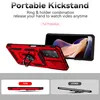 A red phone case with a kickstand and camera protection is shown, along with comparative images of 'OUR' and 'OTHER' cases. Produktbild-Vorschau