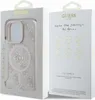The image shows the packaging of a Guess iPhone case, with the case itself visible through a cutout on the left side. The right side of the packaging displays marketing information and logos. Anteprima dell’immagine prodotto