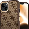 A close-up of a brown phone case with a repeating Guess logo pattern and gold accents around the camera and buttons. Náhled obrázku produktu