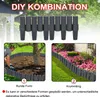 Collage showing garden edging being installed around a tree and a flower bed. Voir les images du produit