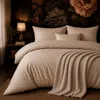 Bettwäsche 155x220 Beige Damast Streifen – Renforcé Produktbild-Vorschau 1