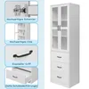 Merax Hochschrank mit 3 Schubladen,  Standvitrine mit LED Produktbild-Vorschau 9