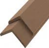 A close-up, angled view of a brown composite corner trim piece, isolated on a white background. Produktbild-Vorschau