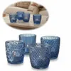LS-LebenStil 4´er Set Glas Teelichthalter Retro Blau 7cm Produktbild-Vorschau 1